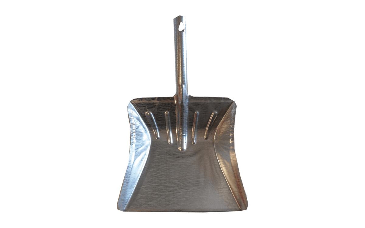 Recogedor profesional de metal galvanizado Outil Parfait visto de frente.